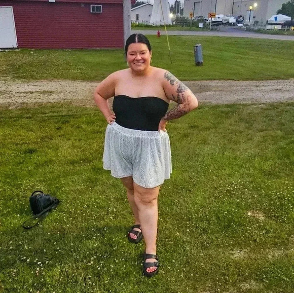 Plus Size Silver Sequins Flowy Shorts - Picture 1 of 6